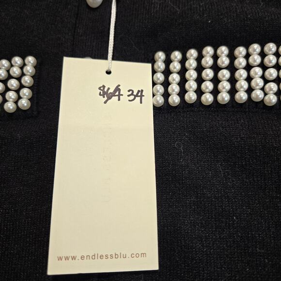 NWT Endless Blu Victoria Sweater Dress Faux Pear Details Sz L Boardroom Chic - Picture 9 of 12